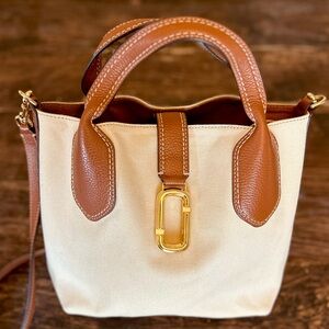 RARE Marc Jacob’s The Reporter Bag Canvas Crossbody Leather Trim Gold Hardware